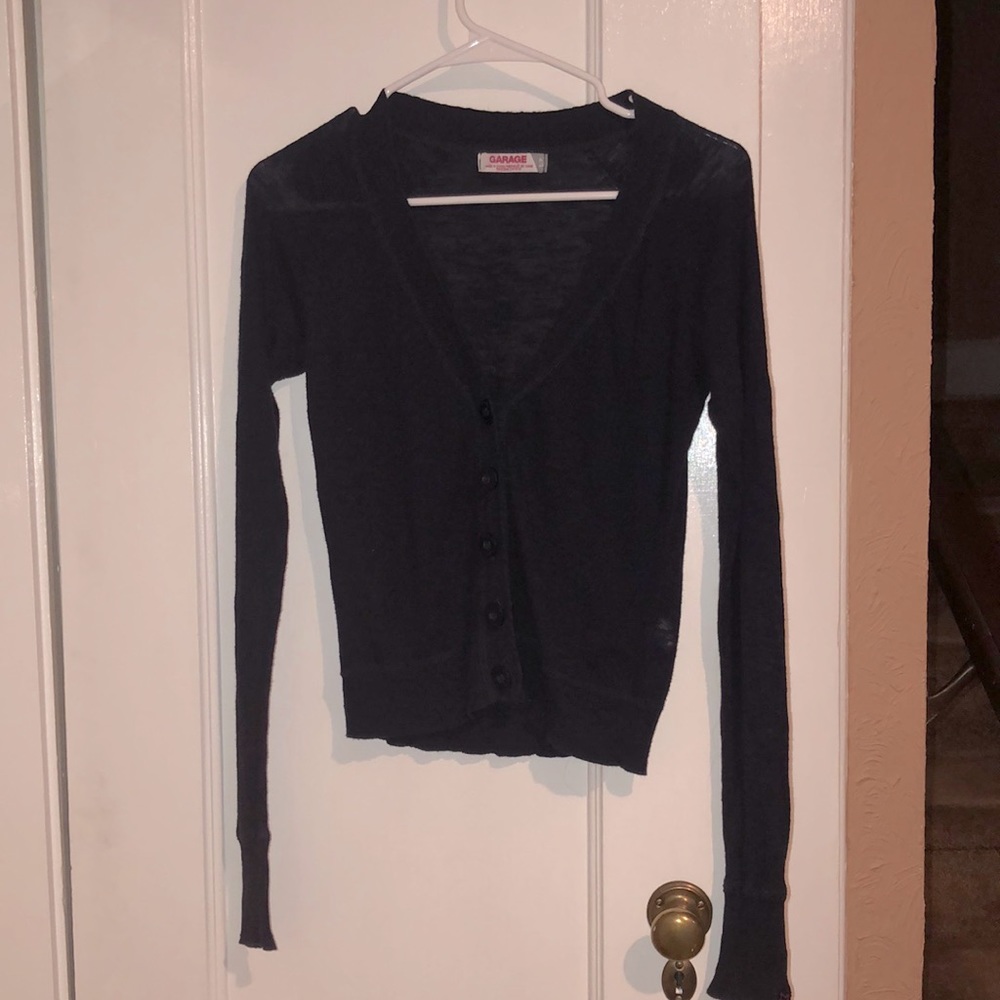 Y2K era navy blue lightweight button up sweater